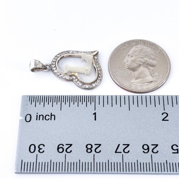 Sterling Silver Initial L Heart Pendant | Cubic Zirconia Heart | Gift for Her - Picture 6 of 7